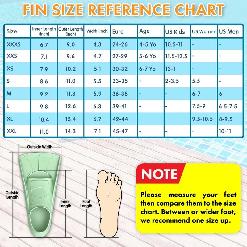 COMFECTO Swim Fins Short Floating Training Swimming Fins for Size S Ankle Width 2.9 Inch Rubber Flippers for Swimming Scuba Diving Snorkeling Watersports â€“ Blue - Image 5